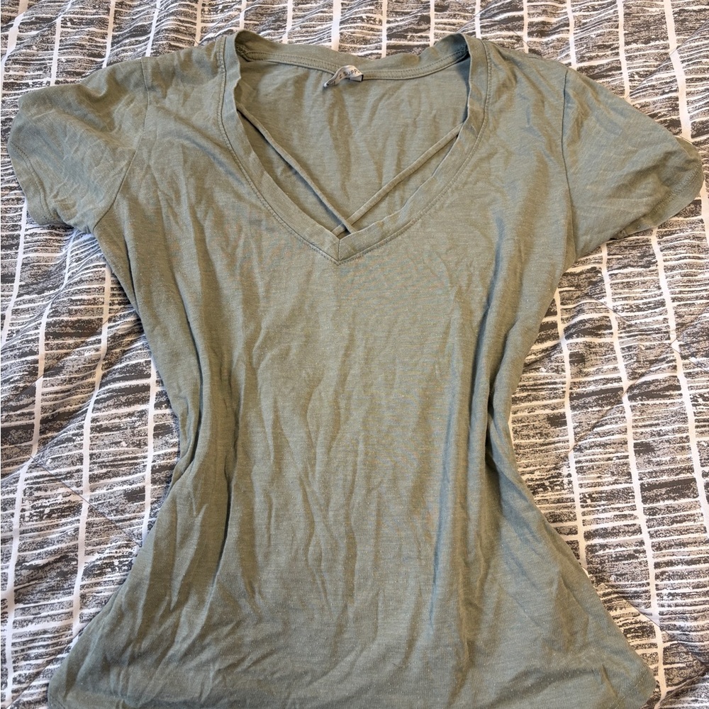 Green V-Neck Tee Shirt